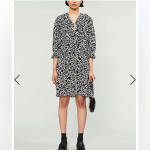 Zadig & Voltaire Women’s Black Heart Dress 100% Silk Ruffle Neckline Size XS